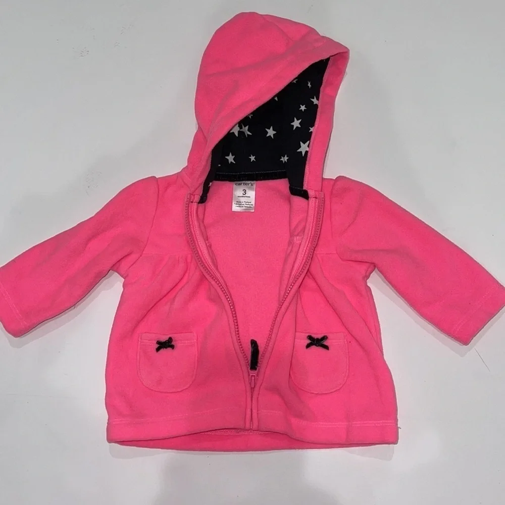PINK CARTER’S HOODED SWEATSHIRT 3 MONTHS GIRLS